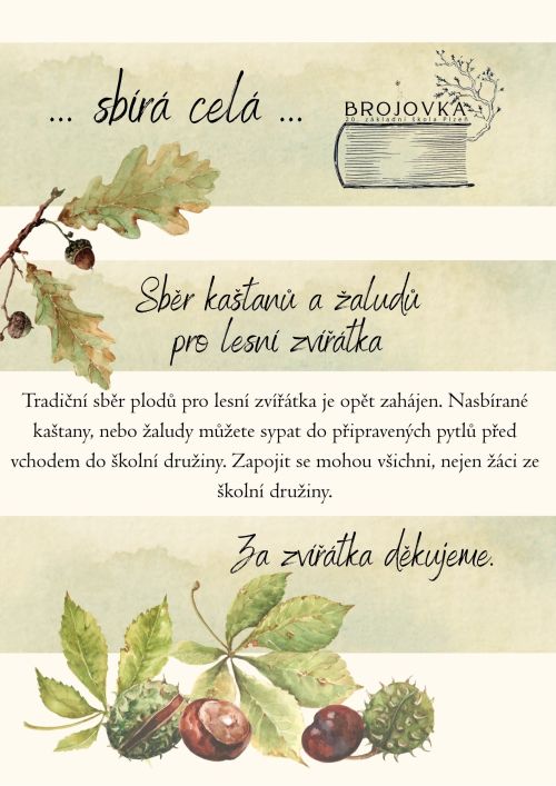 Sběr kaštanů a žaludů pro lesní zvířátka